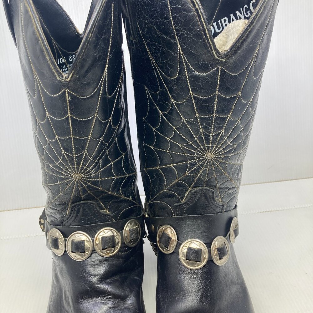 Vtg DURANGO western cowboy rockabilly harness metal tips cobweb mens sz 10 1/2EE - Picture 2 of 13